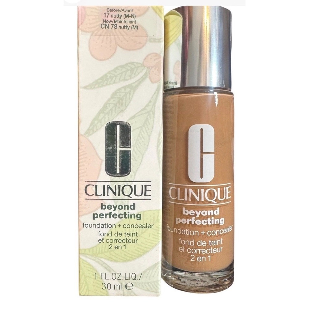 New Clinique Beyond Perfecting Foundation + Concealer 17 Nutty M-N 1 Fl oz 30 ml